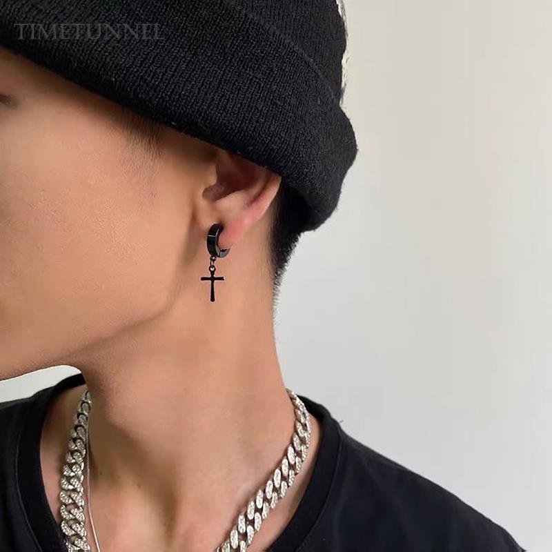 1 Pza Aretes Con Colgante De Cruz Con Punk Titanio Acero Para Hombre timetunnel | Shopee