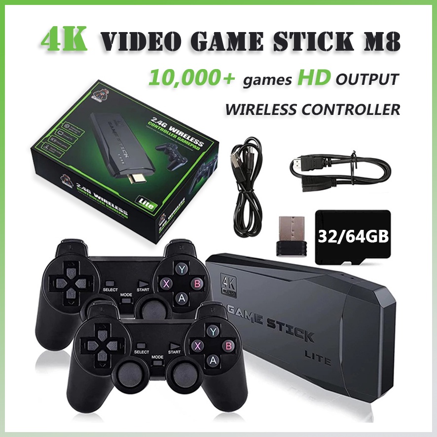 Consola De Videojuegos M8 64G Controlador Inalámbrico Game Stick 4K