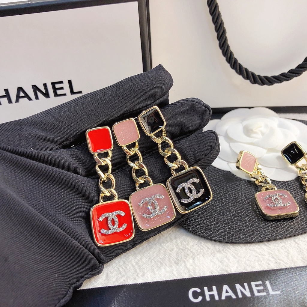 CHANEL Pendientes De Metal Aretes Dobles C Moda Elegantes Mujeres Redondos  Diamantes De Imitación Flor Jennie Tuerca | Shopee México