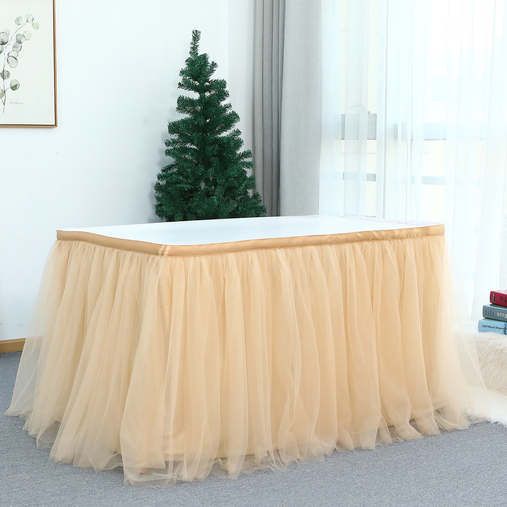 candelabros HBBMAGIC Falda de mesa de tul azul DIY estilo falda de mesa falda de fiesta decoración para bodas cumpleaños Navidad longitud 275 cm x altura 76 cm fiesta de bebé 