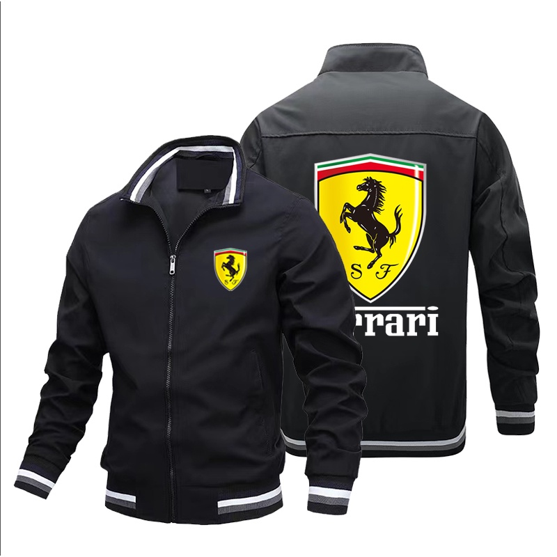 Ferrari LOGO Ropa Deportiva Uniformes De Béisbol Garaje Personalizado De  Trabajo Cremallera Stand-Up Cuello Más El Tamaño De Manga Larga Sudadera  Aviador Chamarra | Shopee México