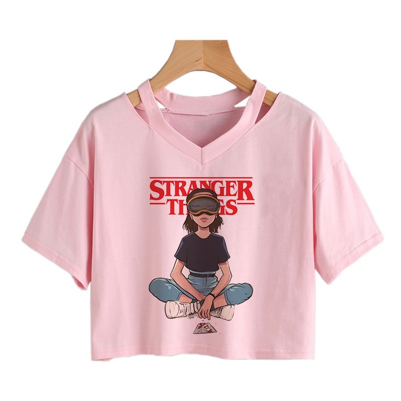 Crop Top Stranger Things Camiseta Mujer Boca Abajo Once Gráfico Grunge  Femme Camisetas Ropa Divertida | Shopee México