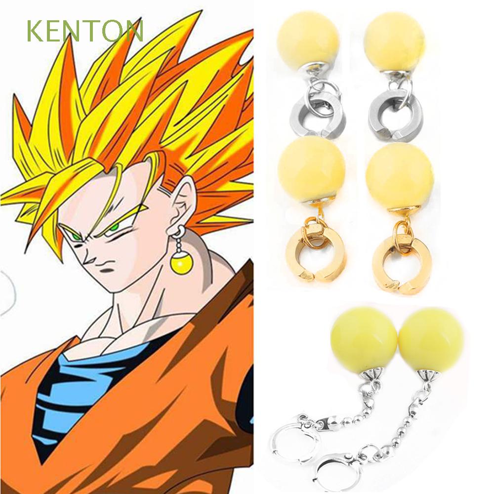 KENTON Unisex Cosplay Clip pendientes amarillo Vegetto Potara