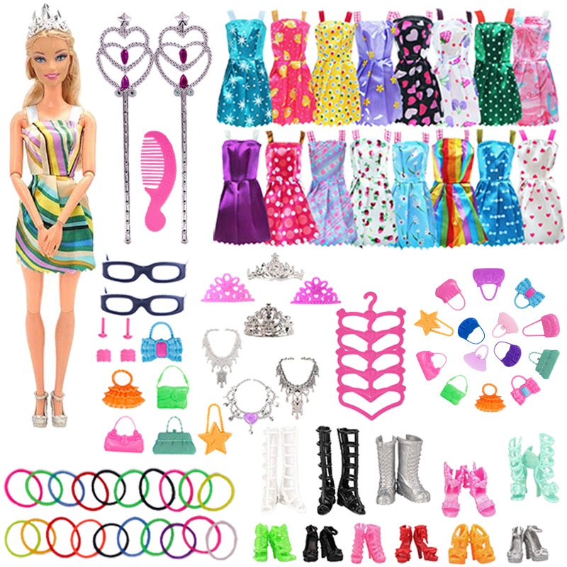 100 Unids/Set Barbies Muñeca Ropa Accesorios Para Barbie Zapatos Botas