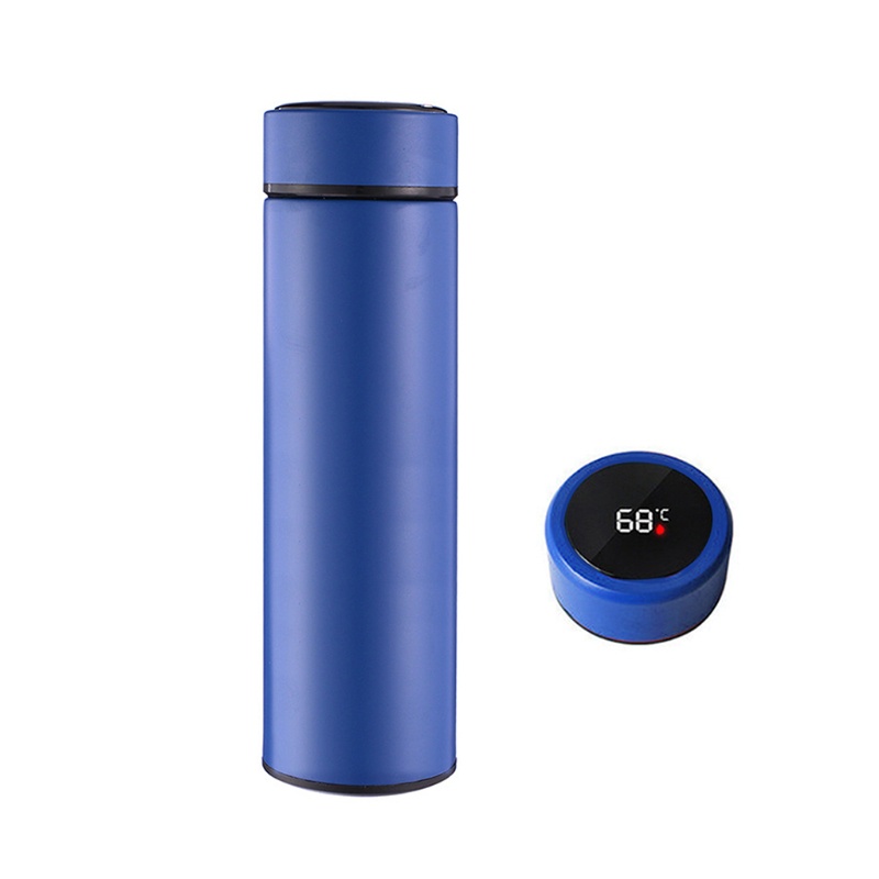 Homealexa Tazas de viaje con aislamiento al vacío de acero inoxidable de 500 ml con pantalla táctil LED azul botella de sellado de taza inteligente ideal para calor y frío 