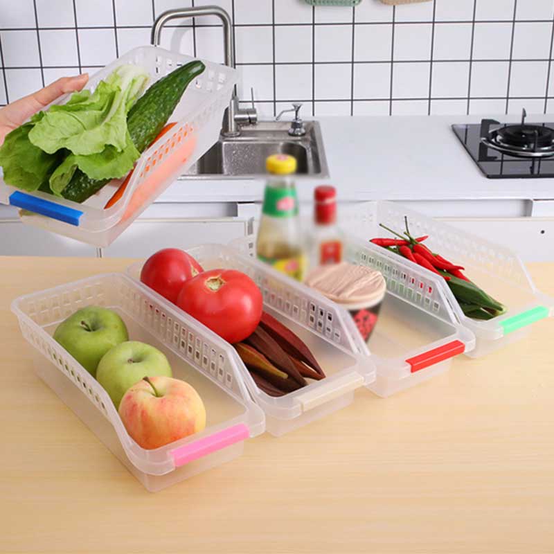 Qinghengyong Color al Azar del refrigerador de plástico Alimentos Bebidas Forma de Almacenamiento cestas cajón Organizador Caja despensa gabinete 