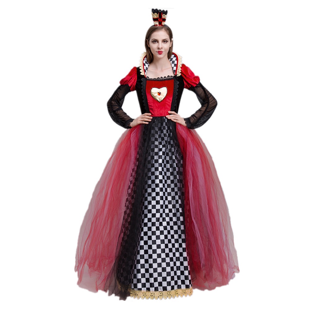 Disfraz De Reina De Corazones Para Niñas - Talla 7-9 Años (Incluye Vestido Y Diadema)