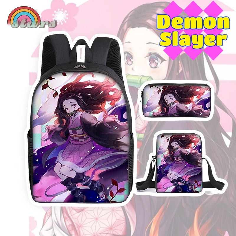 Mochila Demon Slayer Mochilas Anime Nezuko Bolsa Escolar Conjunto De 