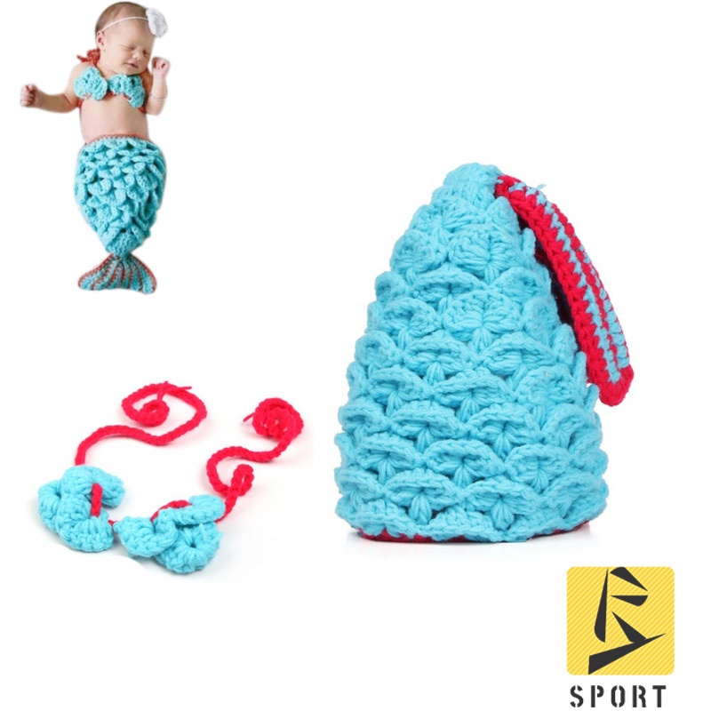 Newborn Photography Props Outfits Knitted Mermaid Tails With Hat Set Baby Crochet Clothes Shopee Mexico