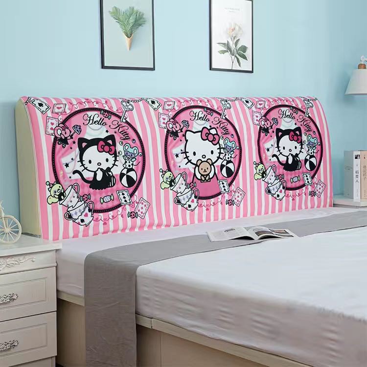 Pink Cute Hello Kitty Cubierta De Cabecero Todo Incluido A Prueba De Polvo Cabeza Cama Transpirable Colchas Cabecera Protección | Shopee México