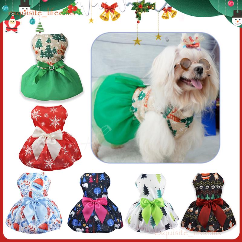 Ropa De Navidad Para Perros Gatos Lindo Vestido Pequeños Y Medianos |  Shopee México