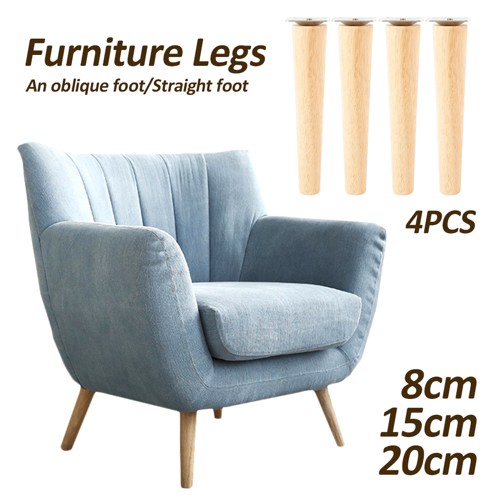 4x Forma De Cono Eucalipto Muebles De Madera Maciza Sofá Patas Barniz Pie  Recto/Oblicuo Silla Dura | Shopee México