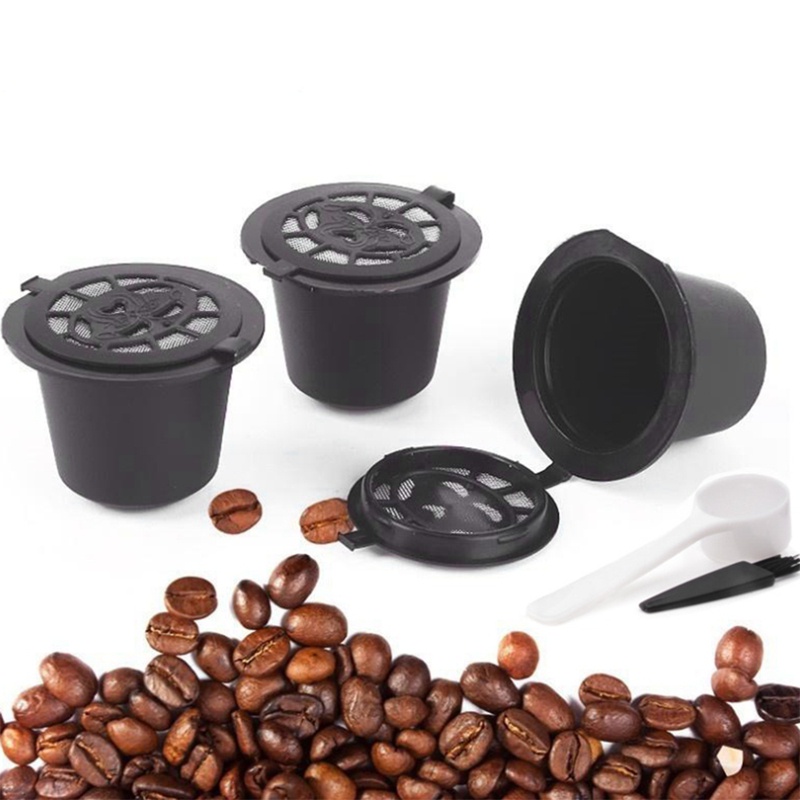 Hamkaw Cápsulas de café Reutilizables cápsulas Reutilizables Tazas de Filtro de café compatibles con cafetera Nespresso U con 1 Cuchara cápsulas de café de Acero Inoxidable Recargables Cepillo 
