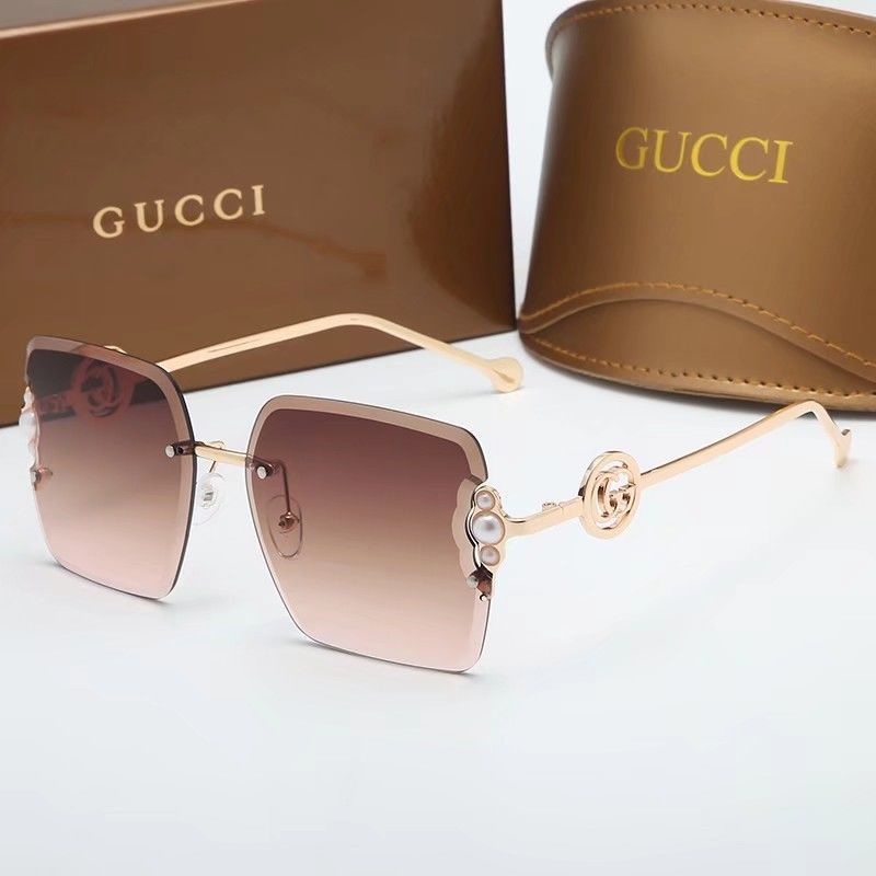 Nueva Gucci Lentes Sol De Alta Calidad De Moda Clásicas Sin Montura Cuadrados Elegantes Luz Marina Gafas Shopee México