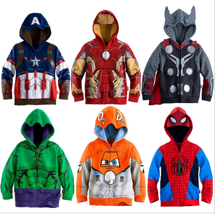 Sudaderas Con Capucha Para Niños De Avengers Marvel Iron Man Thor Hulk Capitán América Spiderman Disfraz Abrigos | Shopee México