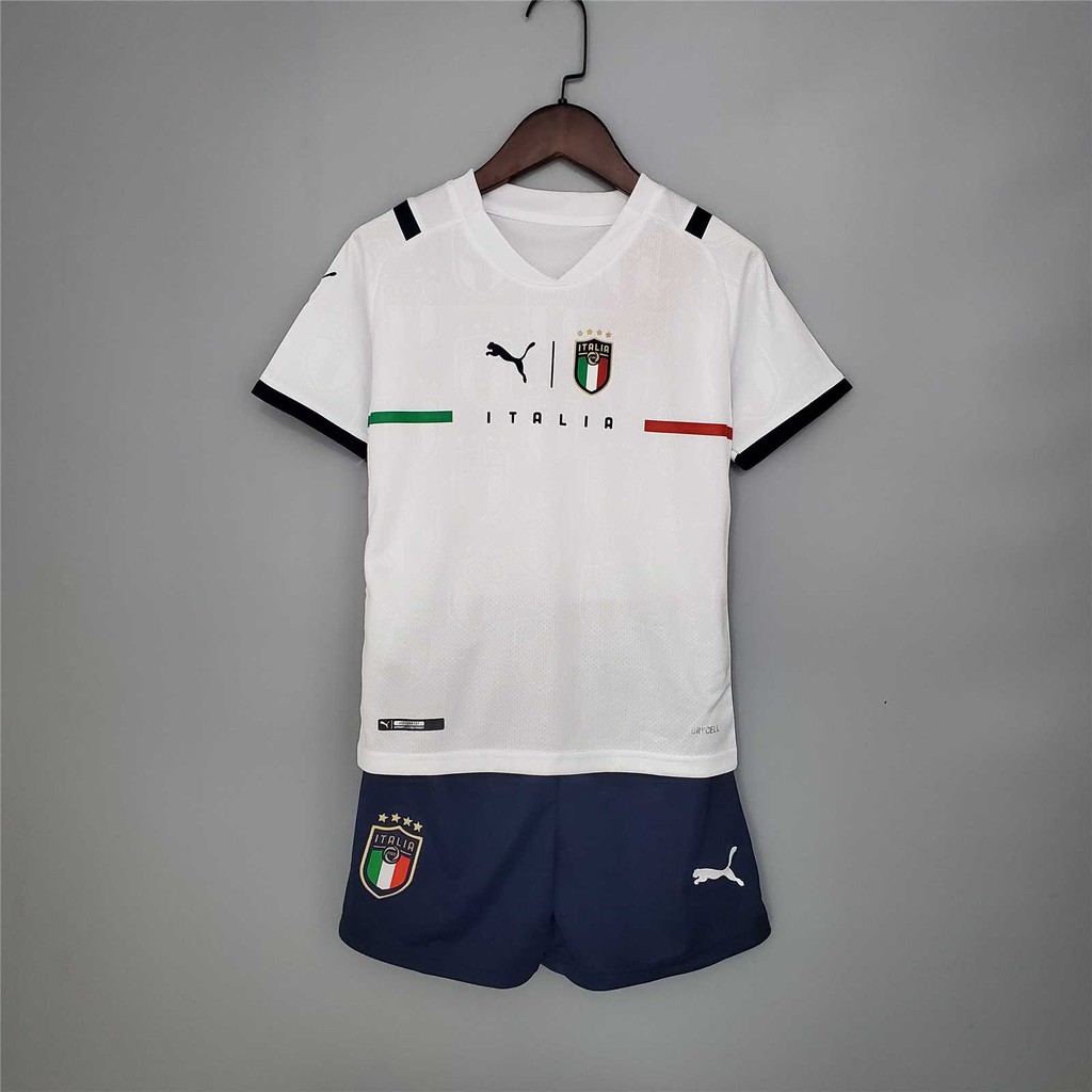Camisetas De Fútbol 21-22 Italia Fuera Blanco Niños Jersey Kits Uniformes