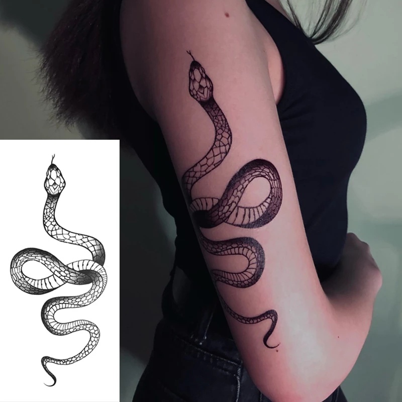 Moda De Gran Tamaño De Serpiente Tatuaje Pegatinas/Serpientes Negras  Impermeable Falsos Tatuajes/Cintura Cuerpo Brazo Oscuro Tatoo | Shopee  México