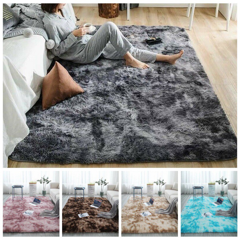 Alfombra larga de felpa suave de piel falsa lavable antideslizante