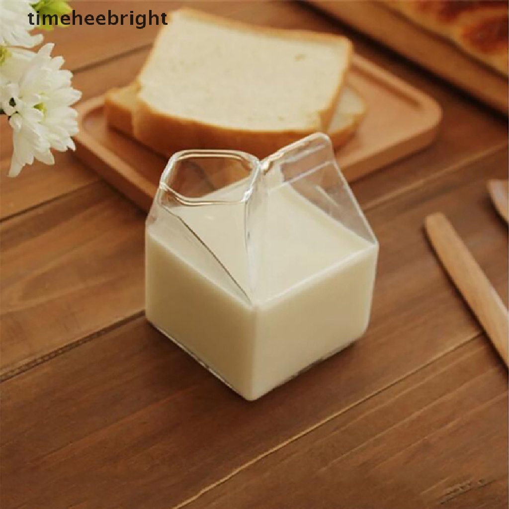 Timehee 1pc 300ml Half Pint Milk Carton Style Creative Mini Creamer Jug Glass Milk Mug Shopee Mexico