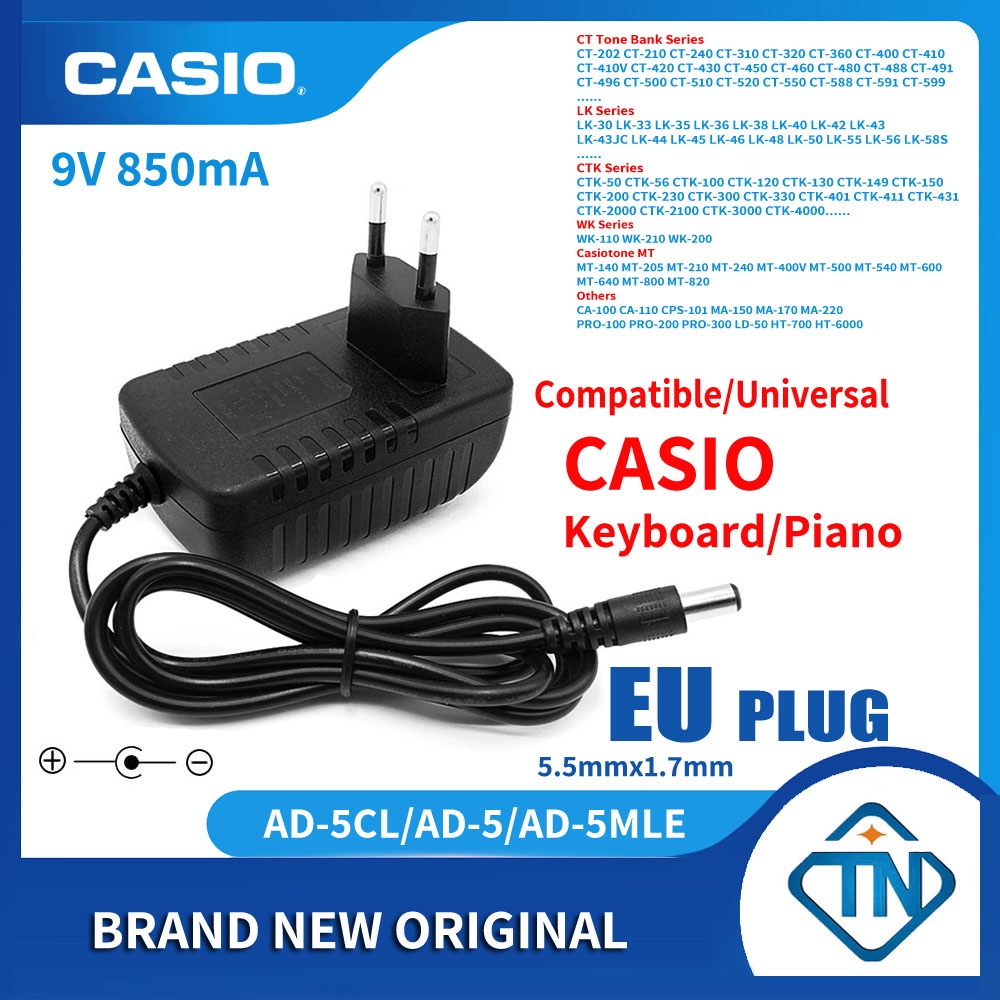 Fuente de alimentación de repuesto para adaptador Casio Mt-205 UK 9V 