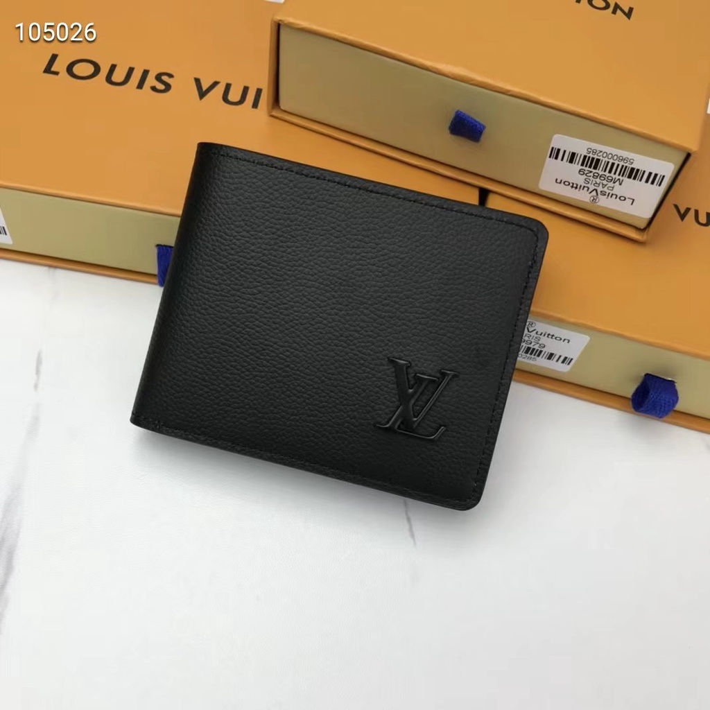 Con 100% Original Auténtica Louis Vuitton LV Cartera para hombre Nueva Clip corto Cartera de cuero tarjetero negro | Shopee México