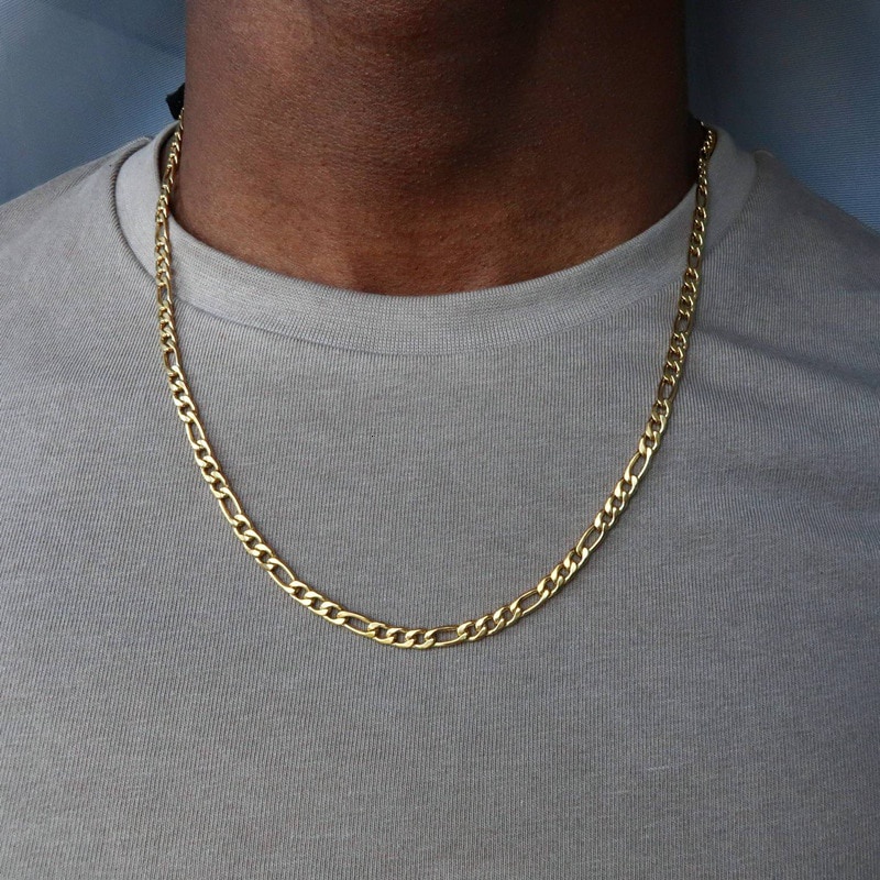 Moda nuevo Figaro Collar Hombres acero inoxidable Color oro Collar largo para Hombres joyería Collar de regalo Hombres collares | Shopee México