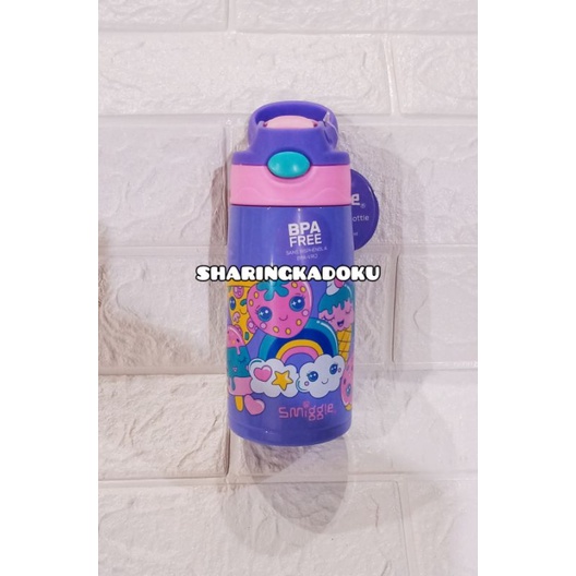 Smiggle Botella de Agua Infantil Reutilizable de la Colección Block para Niños y Niñas con Boquilla de Tapa y Capacidad de 750 ml Rosada 