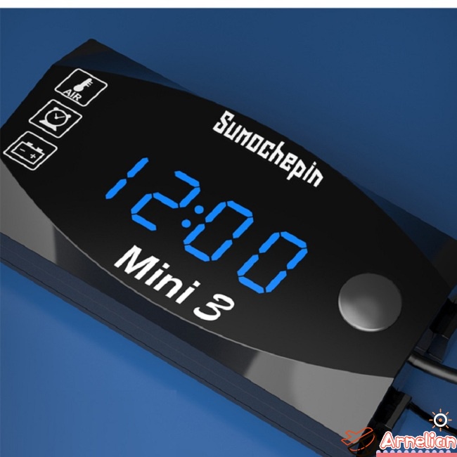 3 en 1-Voltímetro de moto reloj electrónico termómetro para indicador digital LED 