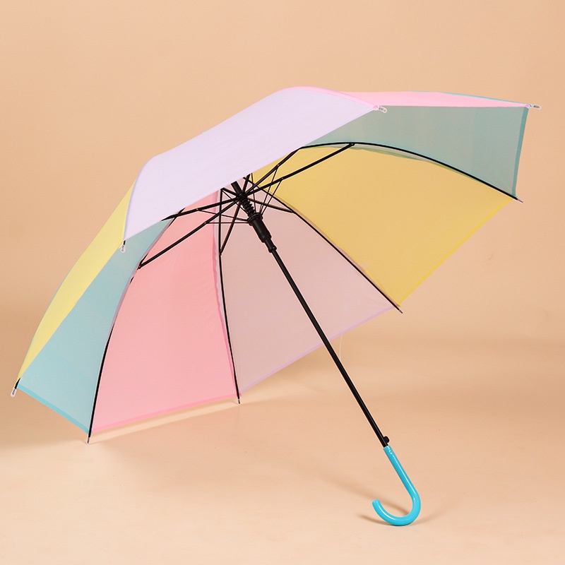 Paraguas Transparente de Colores Paraguas Transparente de láser Engrosado Paraguas de Arco Largo automático con Iris de Arco Iris. Color Adulto Favorito de Las niñas 