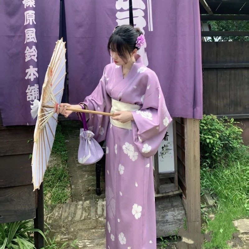 garrapata Fecha roja tinción Kimono Japonés Mujer Con Blanco Obi Estilo Vintage Flor Impreso Ejecución  Yukata Vestido Fotografía Baño Túnica | Shopee México