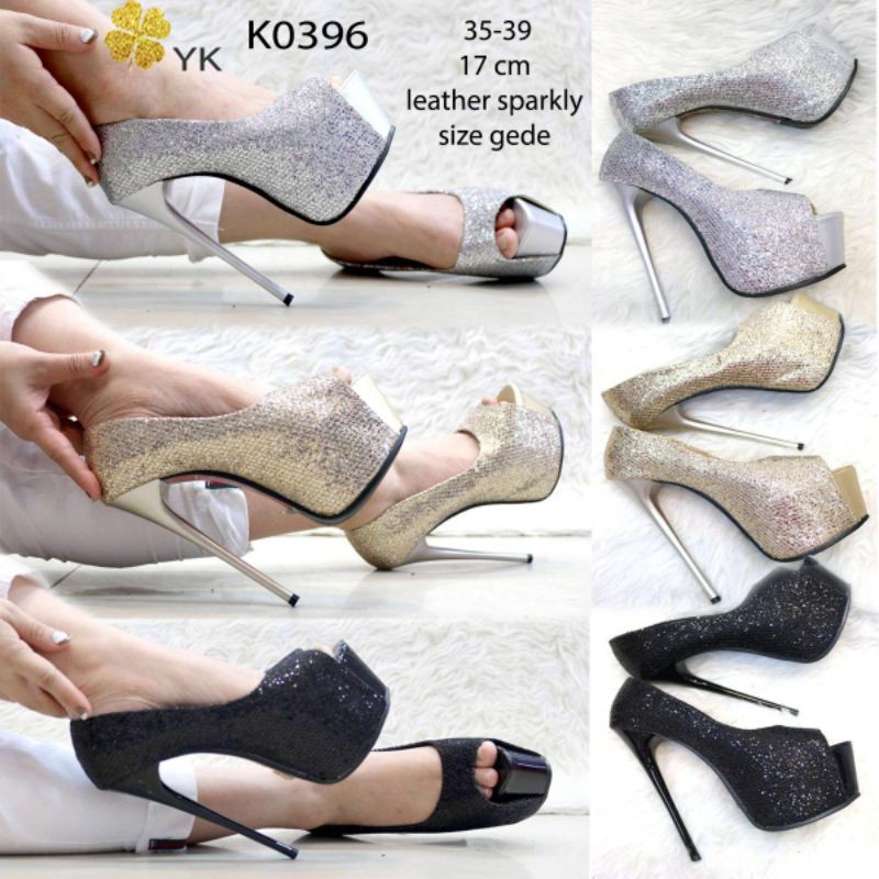 tacones 17cm Stiletto bomba tacones negro plata oro abierto purpurina zapatos de las mujeres importados tacón | Shopee México