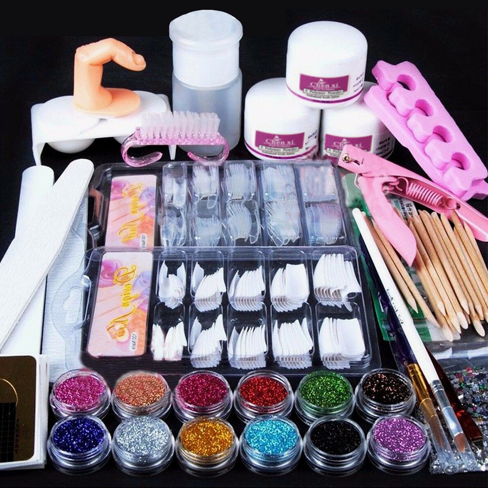 kit de uñas acrílicas en polvo con purpurina para uñas, manicura, diamantes  de imitación, herramienta | Shopee México