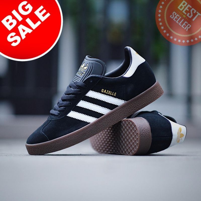 adidas gazelle black white gum