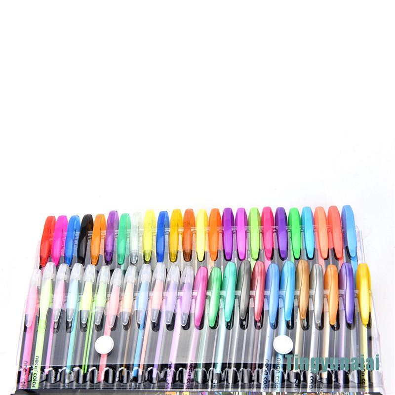 48X Fluorescent Gel Ink Pen Refill Watercolor Brush Colorful Stationery Neon Set 