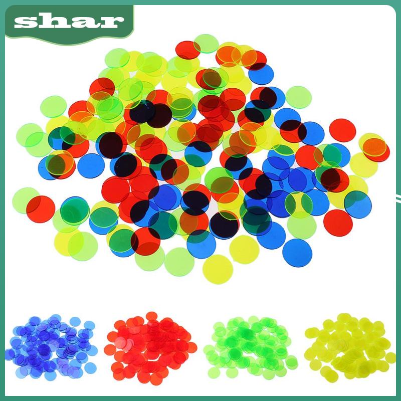Color Aleatorio TomaiBaby 500Pcs Fichas de Bingo de Plástico Fichas de Conteo Marcadores de Plástico Monedas de Juego 15 Mm 