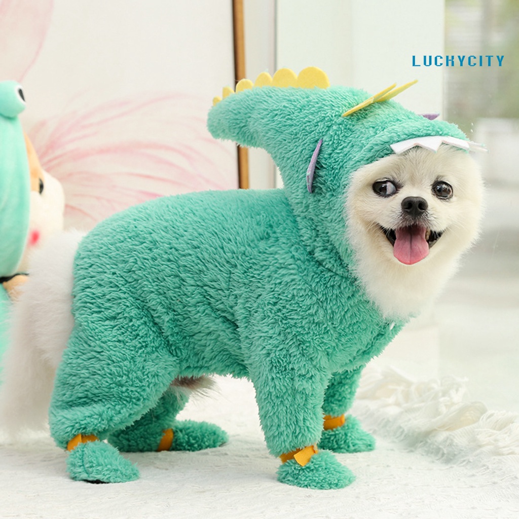 luckycity Pet Body Dinosaurio Apariencia Dress-up Textura Suave Mascota  Perro Caliente Con Capucha Trajes Traje Para Invierno | Shopee México