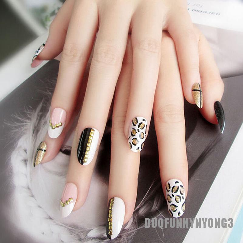 cod] 24 piezas de leopardo uñas falsas puntas de arte acrílico uñas falsas  cubierta completa manicura decoración | Shopee México