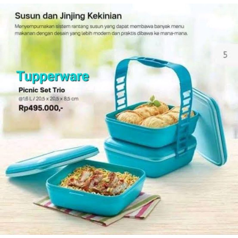 Tupperware Picnic Set Trio 3 capas Tosca (sin cuerda) // cesta 4