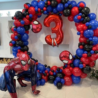 Globos de Spiderman Globos de Colores Decoraciones de Cumpleaños Superhéroe Decoraciones de Fiesta de Cumpleaños para Niños Globos de Helio Temáticos de Spider-man 