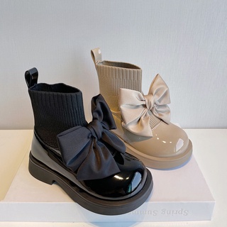 Zapatos Infantiles Moda Charol Botas De Cuero Para Niñas Otoño Calcetines Para Niños Individuales 3-15 Años Shopee