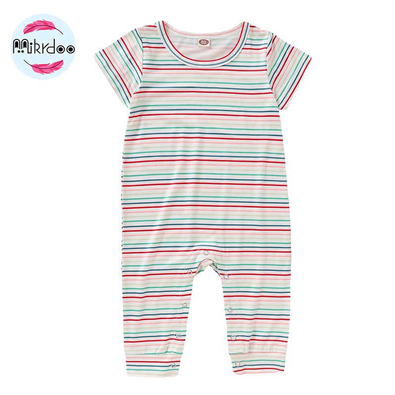 Mikrdoo Nuevo Llegado Bebe Manga Corta Mameluco Mono Rayas 100 Algodon Recien Nacido Nina Nino Ropa Verano Moda Bebe Pijama Shopee Mexico
