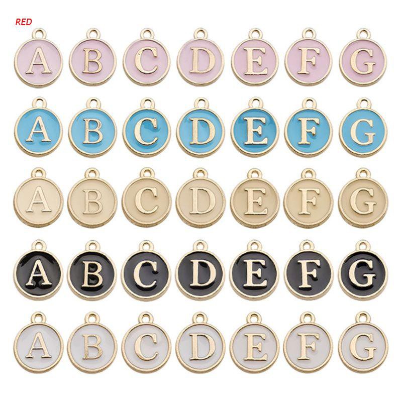 26 Pulseras de letras pequeñas en inglés Personalidad Redonda Colgante Pulsera Collar y Blanco x 