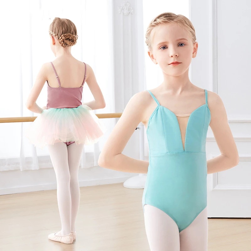 iiniim Maillot de Danza Ballet Gimnasia Leotardo sin Espalda Clásico Body Tirantes Elástico Algodón para Chica Mujer 