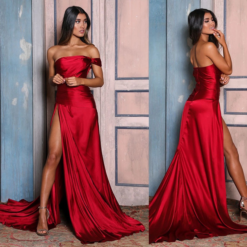 Vestidos De Baile De Sirena Para Mujeres Noche Elegantes Con Hombros