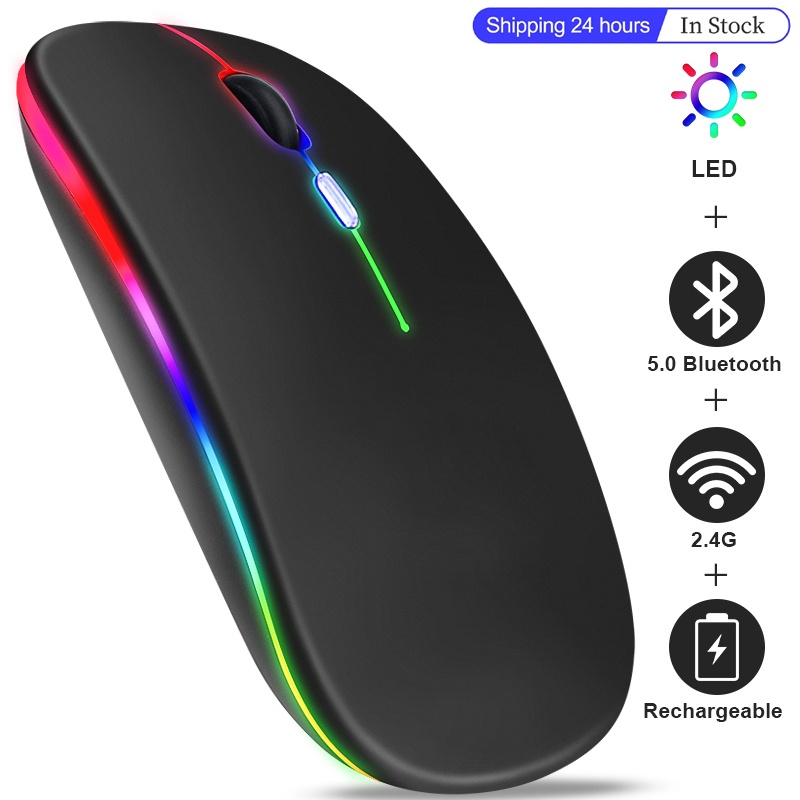 Ratón Inalámbrico Bluetooth RGB Recargable Ordenador Silencioso Mause