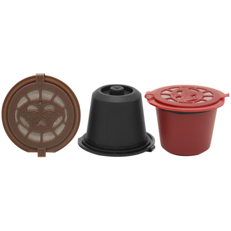 4 Filtros Piezas Reutilizable Recargable cápsulas de café del café de la cápsula con la cucharita de café Cepillos compatibles con Nespresso Máquina de café Negro 
