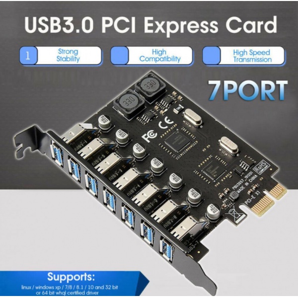 Hvdmp 7 Ports Pci Express To Usb 3 0 Expansion Adapter Card 5gbps Hub Controller For Windows 8 1 Self Powered No Additional Shopee Mexico