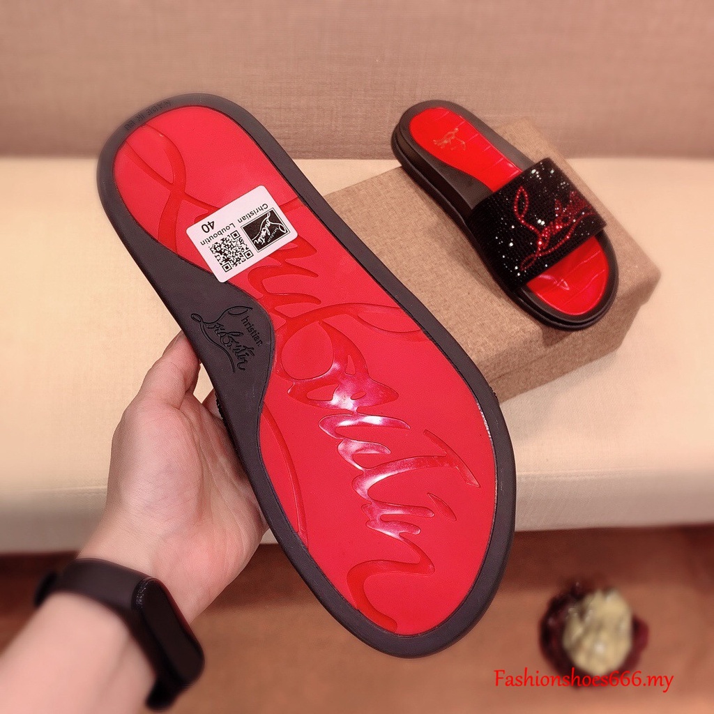 ¡ Original ! 100 % Moda Nuevo Estilo Clásico CL C_L Hombres slide Zapatillas Sandalias Negro Con Suela Roja