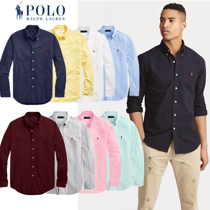 Ready Stock Paul_Ralph Lauren Polo Mens Solid Color Shirt Plaid Business  Autumn New Fashion Casual-shirt Long Sleeve | Shopee México
