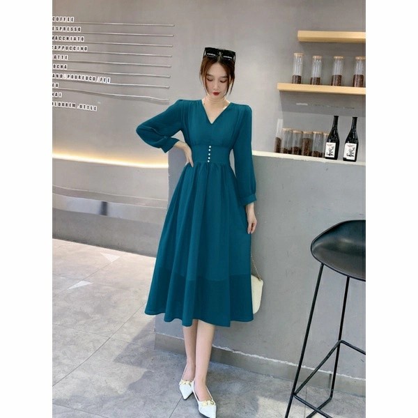 Dmc - vestido de gasa Midi coreano Nabila vestidos de fiesta invitación  Vintage importación - verde esmeralda | Shopee México
